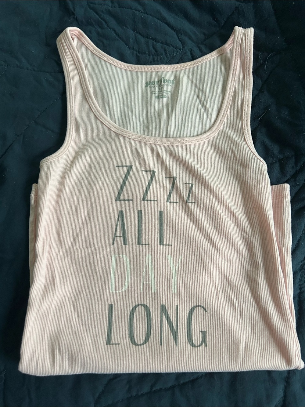 Old Navy Light Pink Ribbed Tank - "ZZZz ALL DAY LONG"